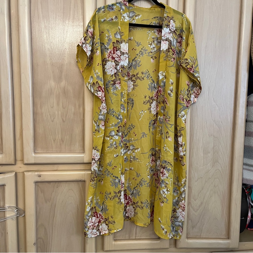 Floral Yellow Kimono Cardigan